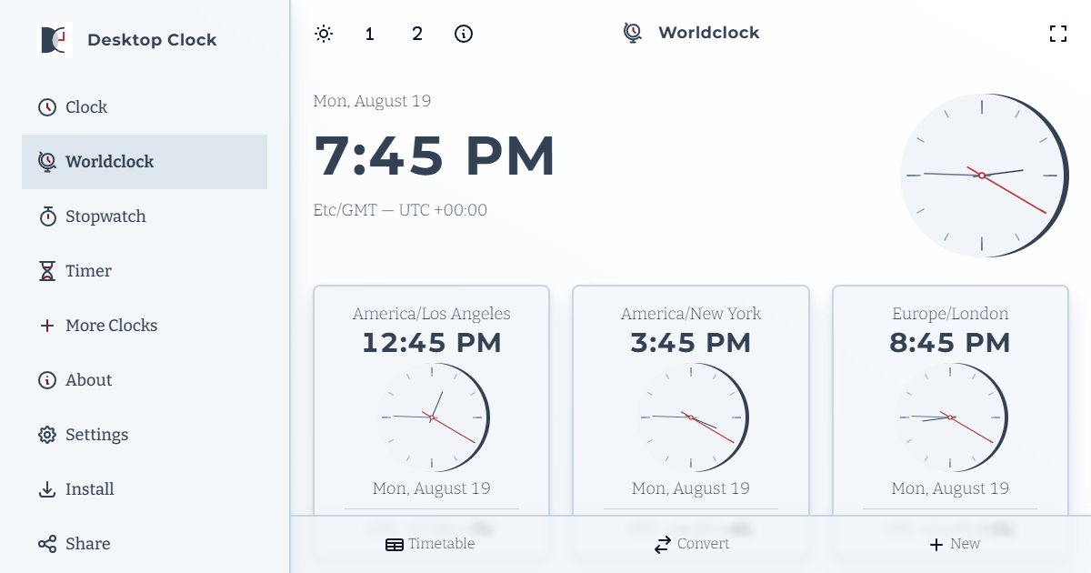 free download world time clock for desktop